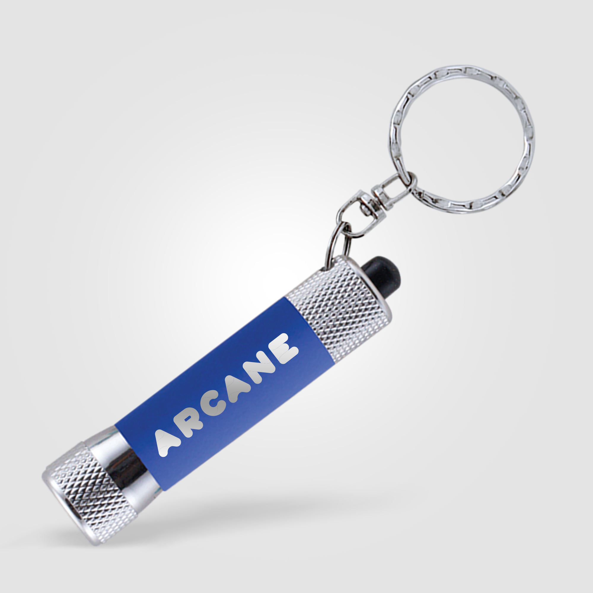Mini lampe porte-clés publicitaire McQueen Soft Touch Bleu 2146C